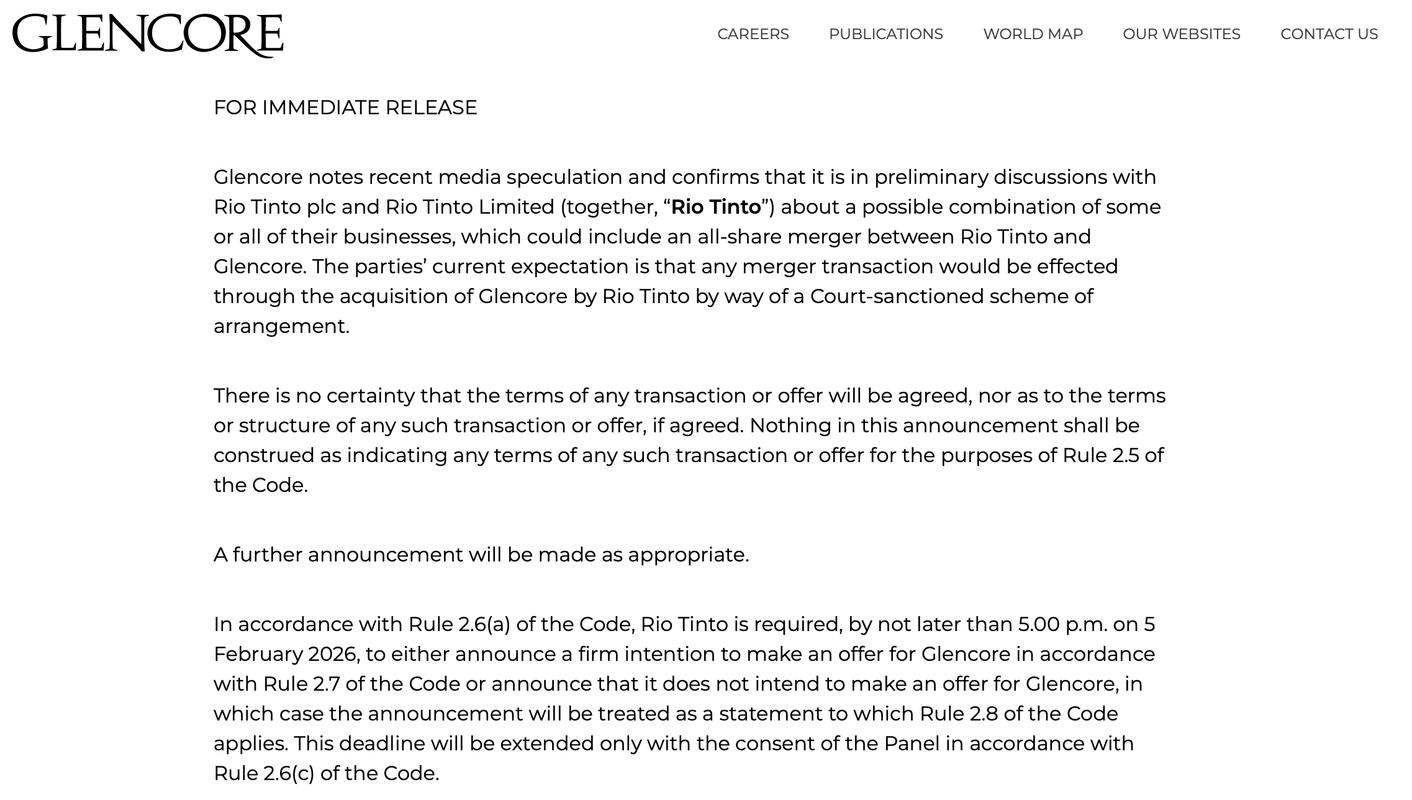 嘉能可CEO寄望煤炭价格上涨能重启与力拓的合并交易