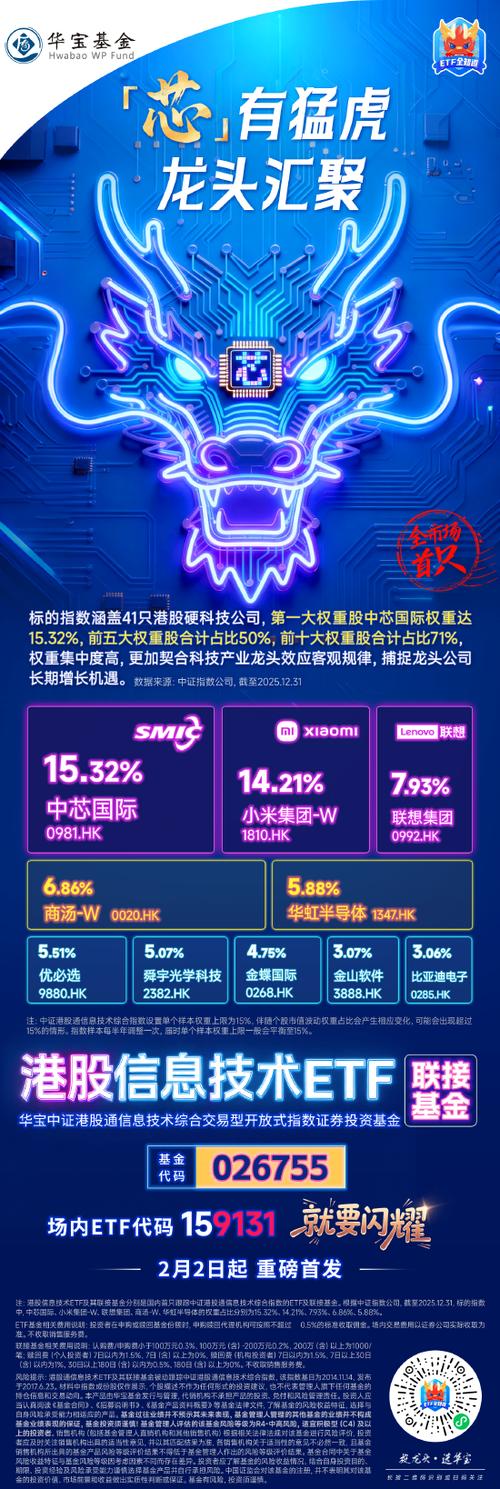 突传重磅，港股崛起！芯片、医药领衔，华宝基金港股信息技术ETF（159131）放量涨超3%！互联网龙头异动猛攻